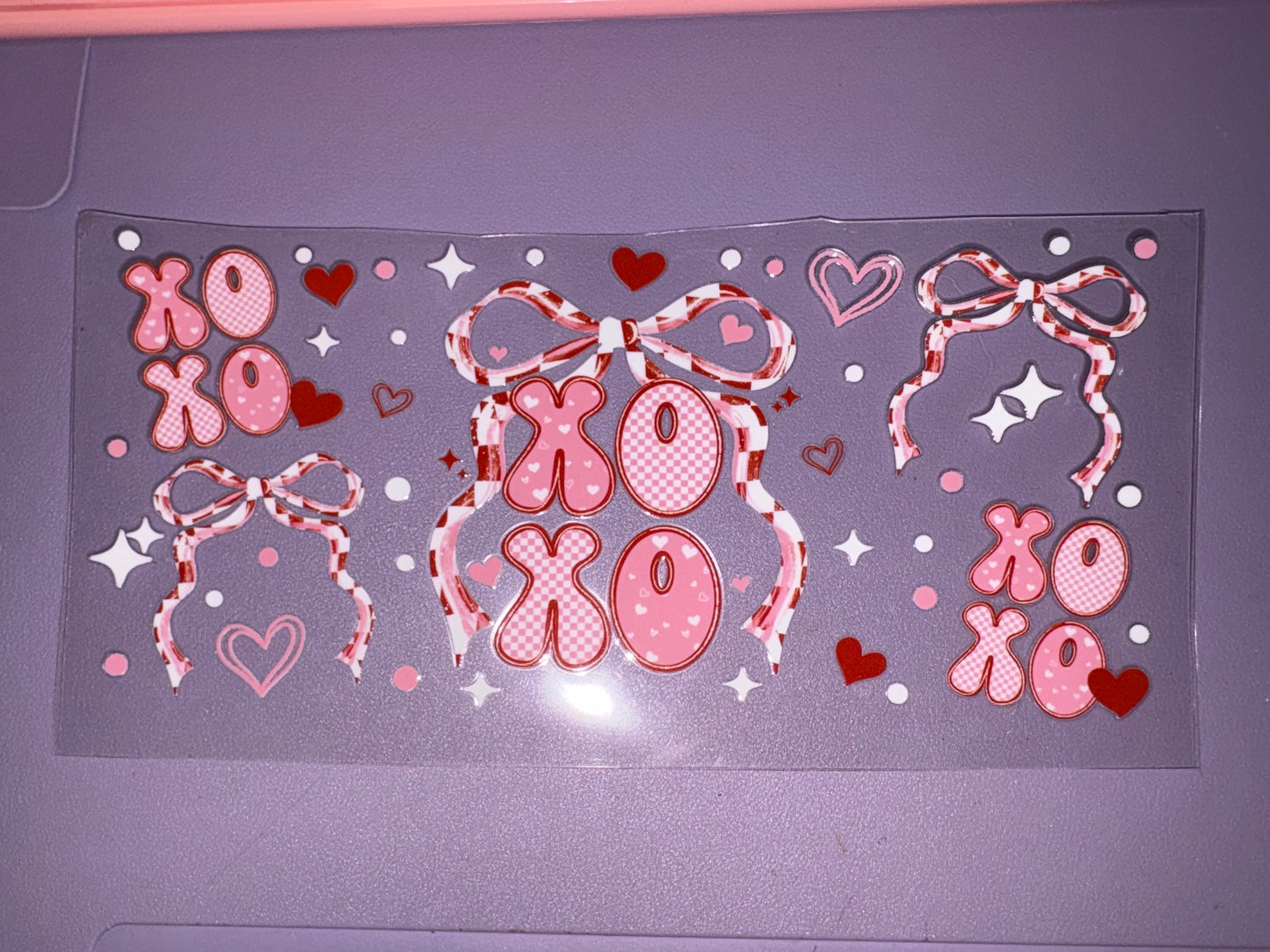 XOXO Pink & White Bows UVDTF wraps