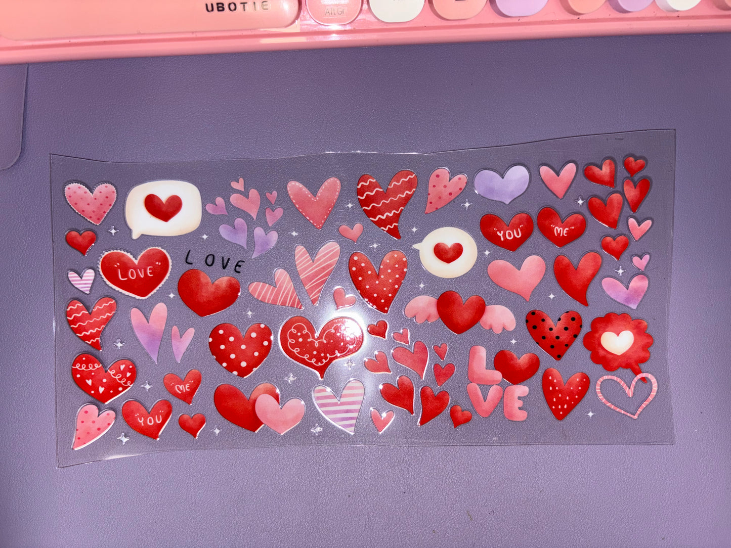 Valentine hearts UVDTF wrap