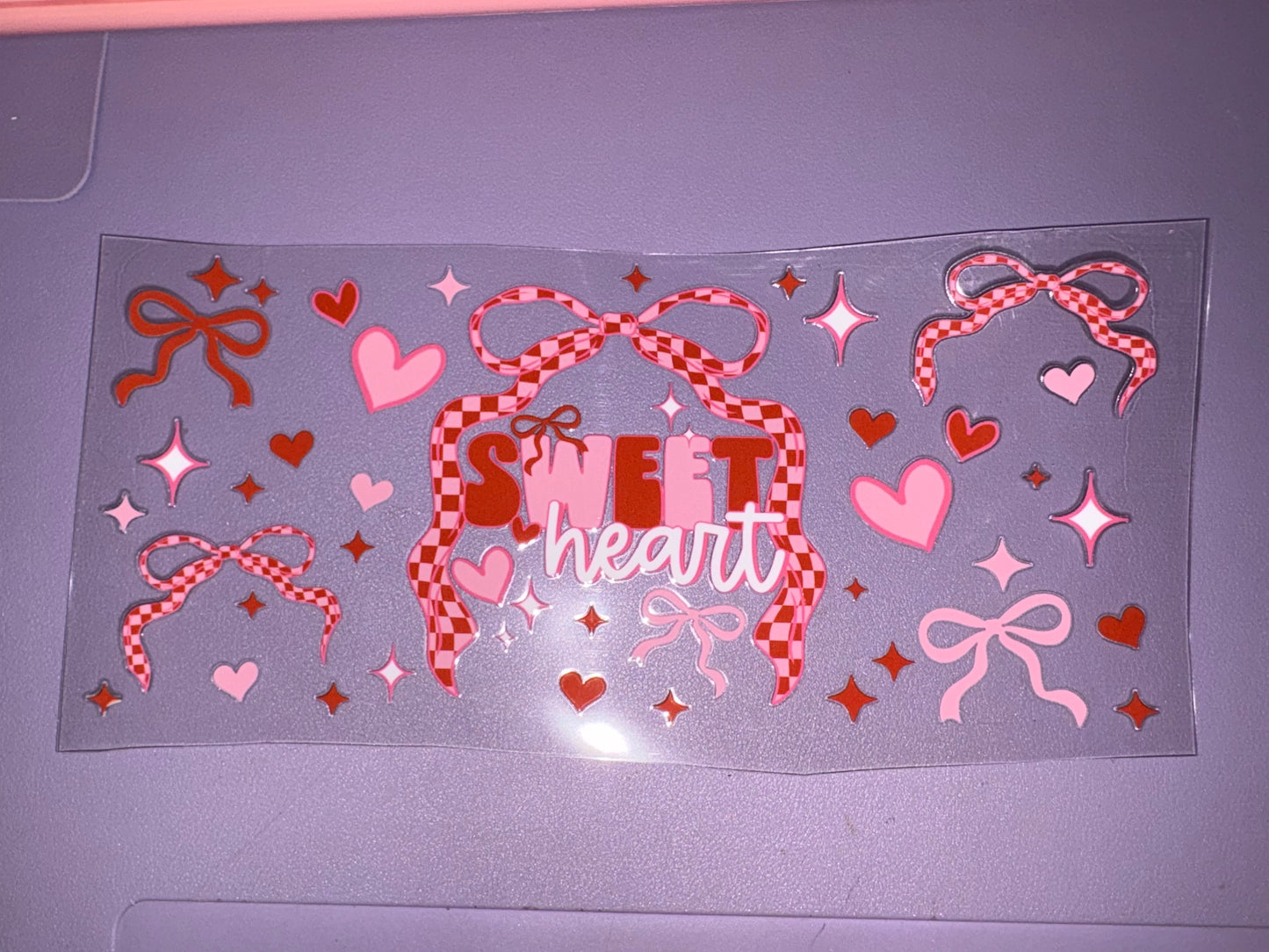 Sweet Heart Red & Pink Bows UVDTF wraps