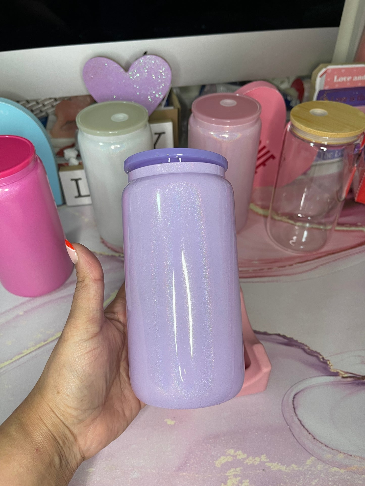 Shimmer Purple Glass Cup