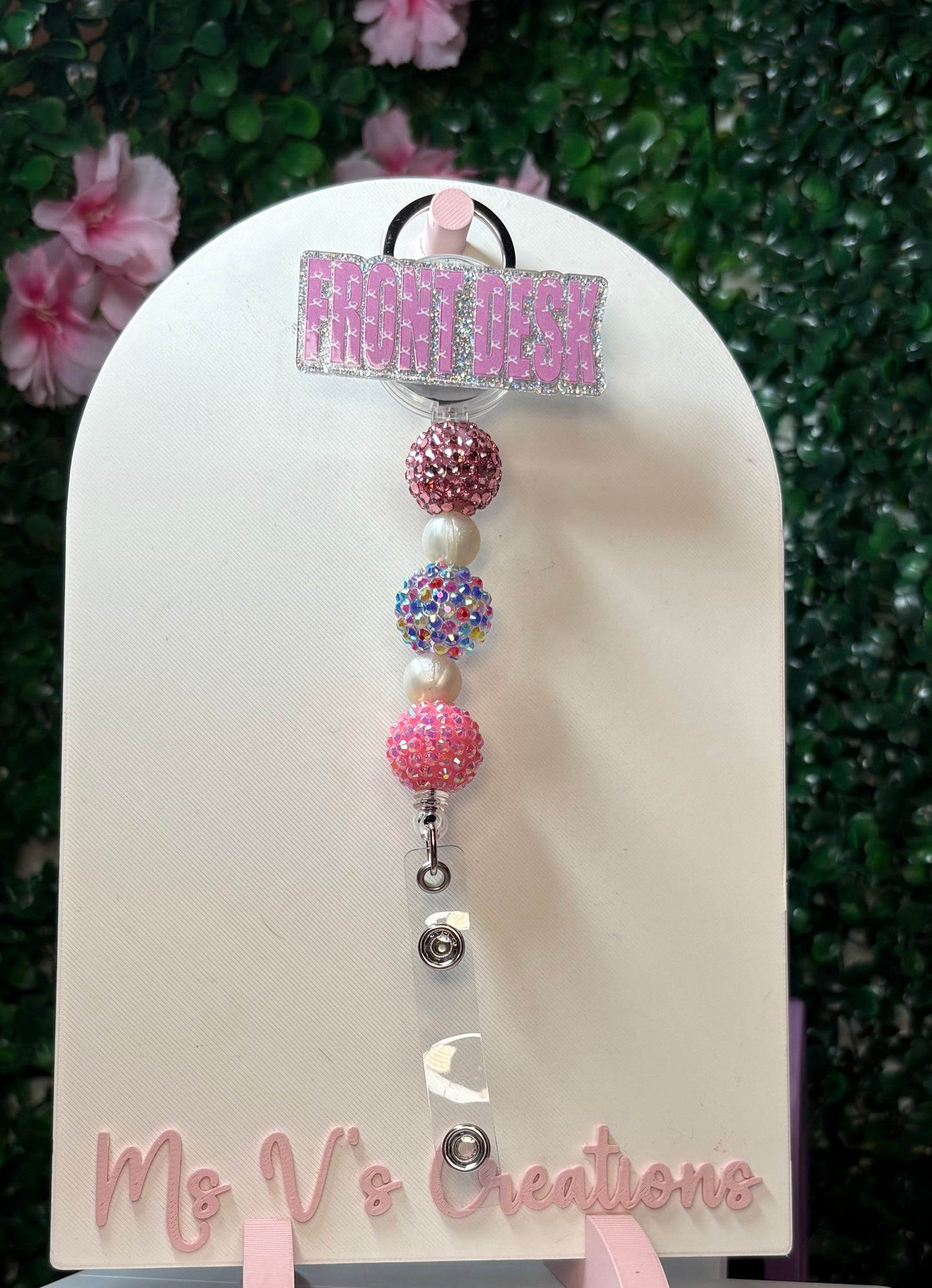 Front Desk Pink and Silver