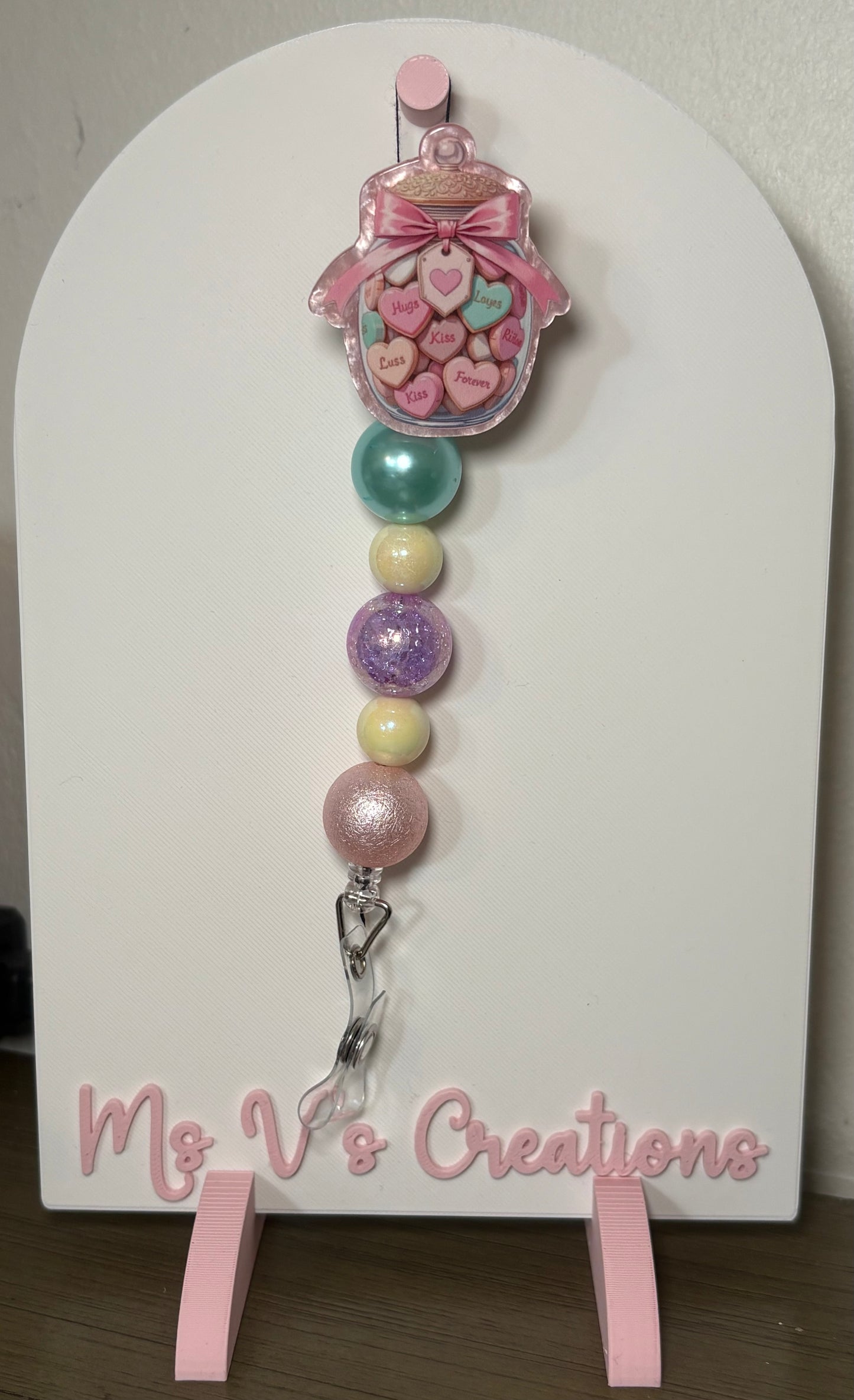 Hugs and kisses Candy Jar Badge Reel