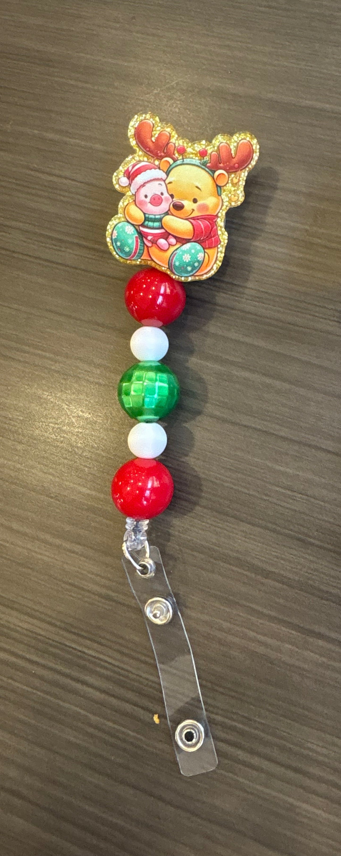 Pooh Bear and piglet Christmas Badge reel