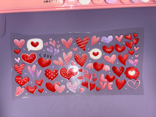 Valentine hearts UVDTF wrap