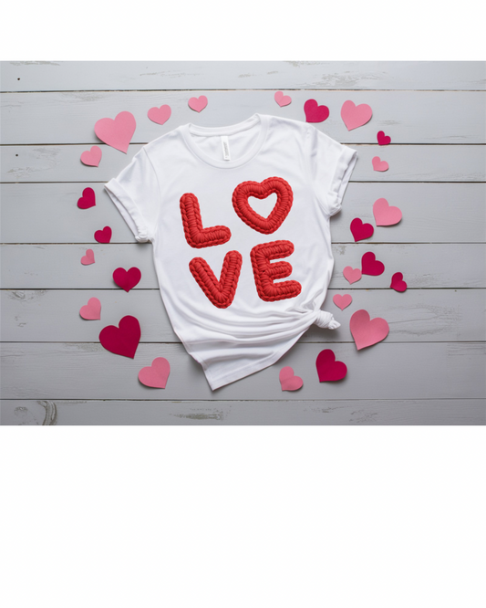 All Red LOVE crochet Valentine Tshirt