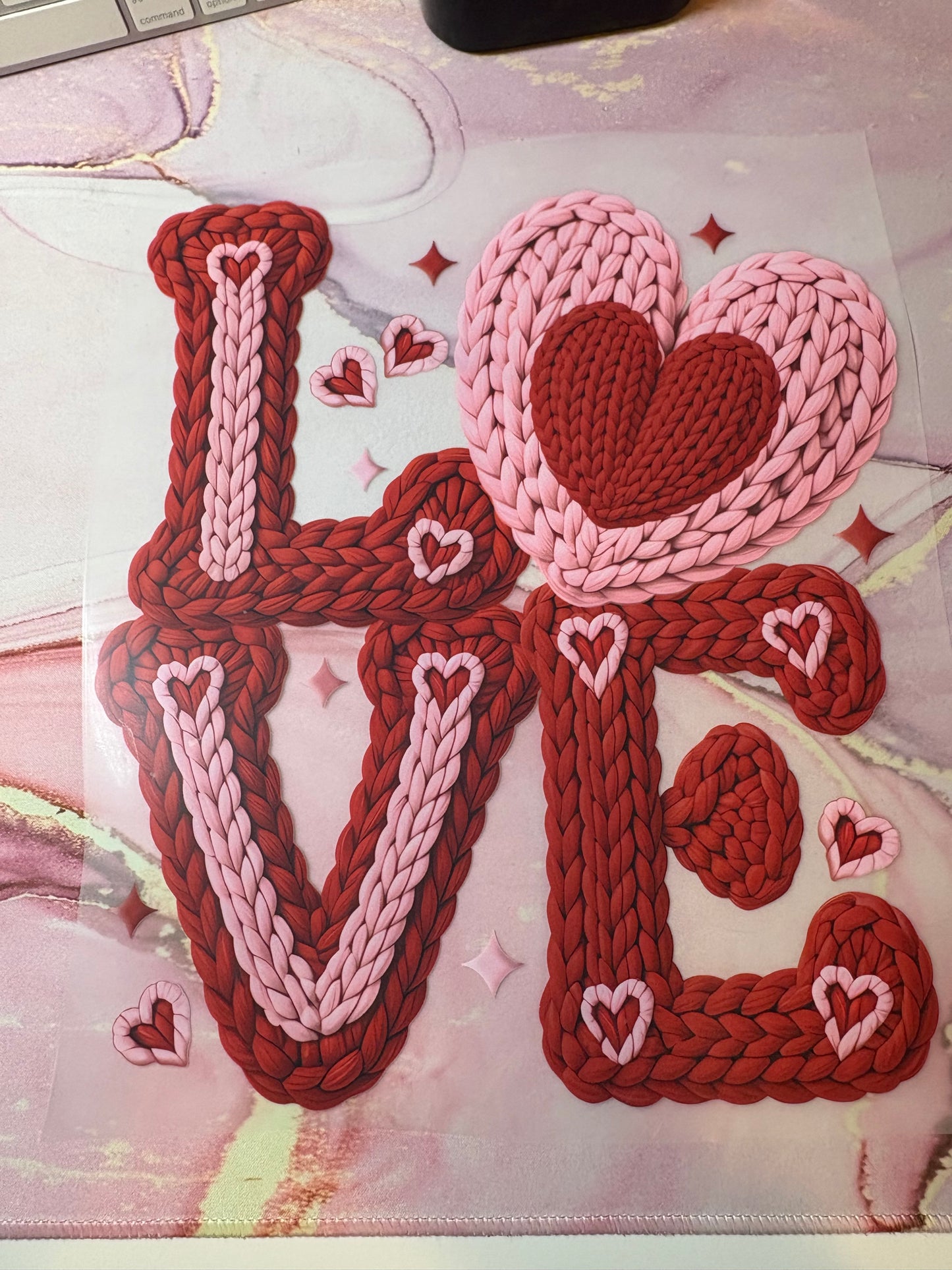 Red and Pink LOVE crochet Valentine Tshirt