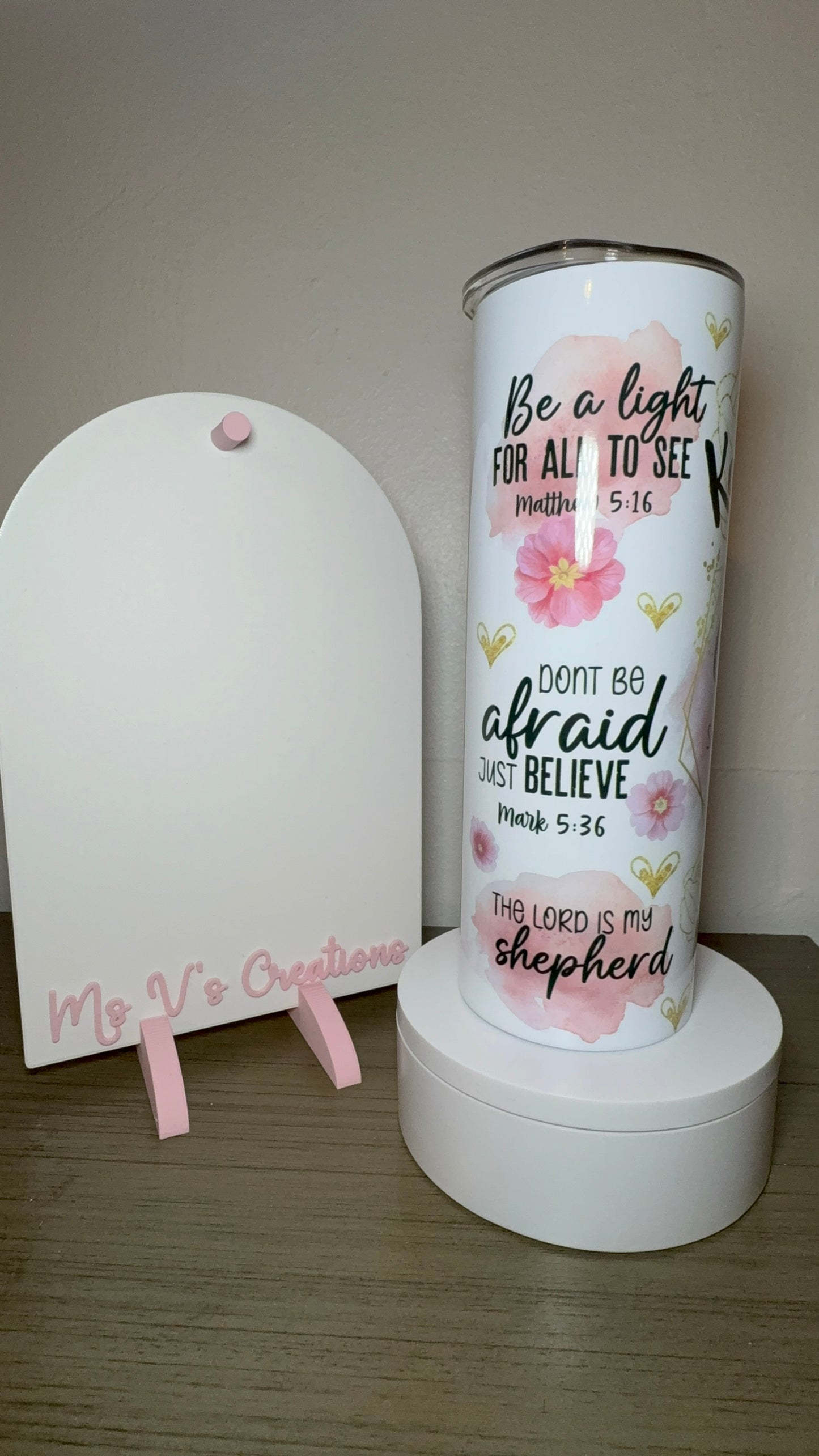Pink Scripture Tumbler
