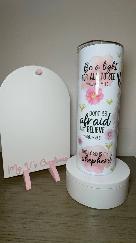 Pink Scripture Tumbler