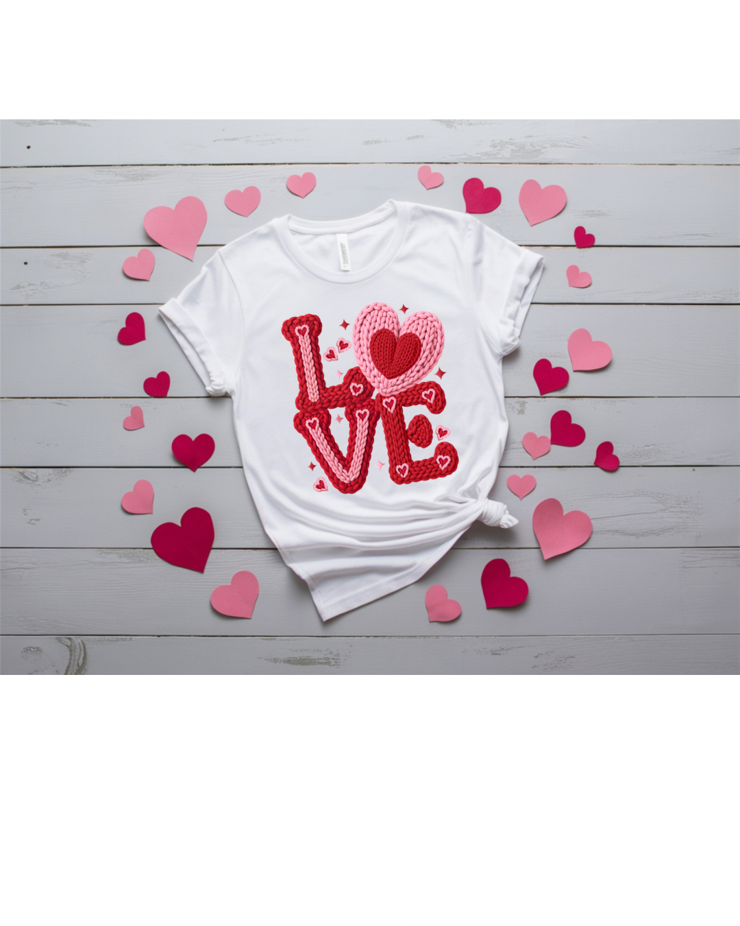 Red and Pink LOVE crochet Valentine Tshirt