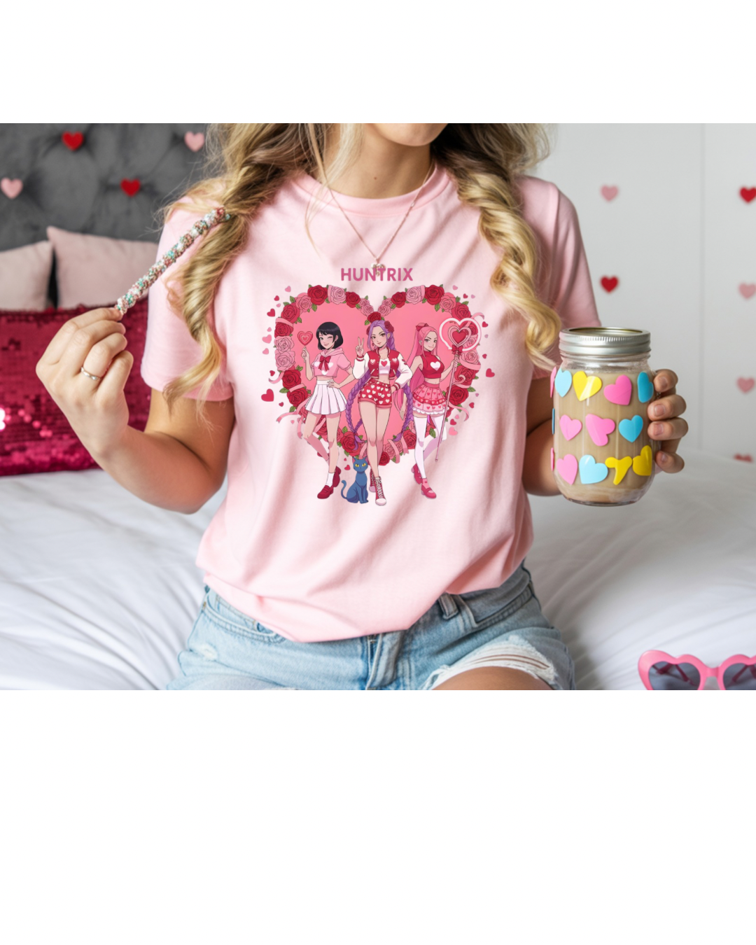 Pink heart Huntrix Tshirt