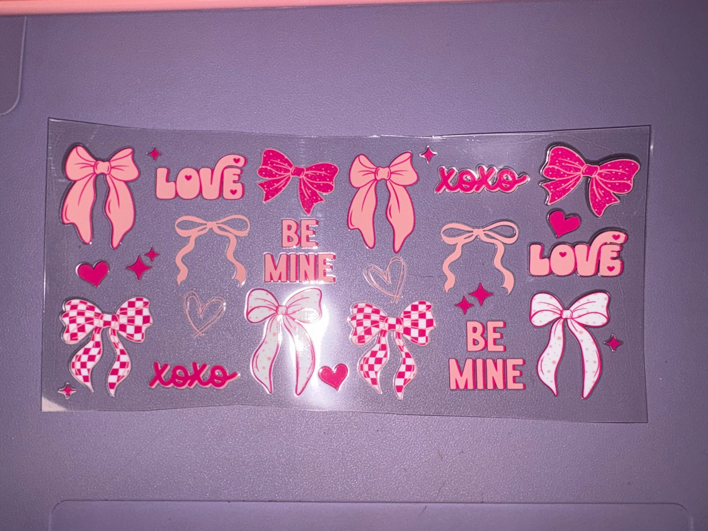 Be Mine Pink Bows UVDTF wraps