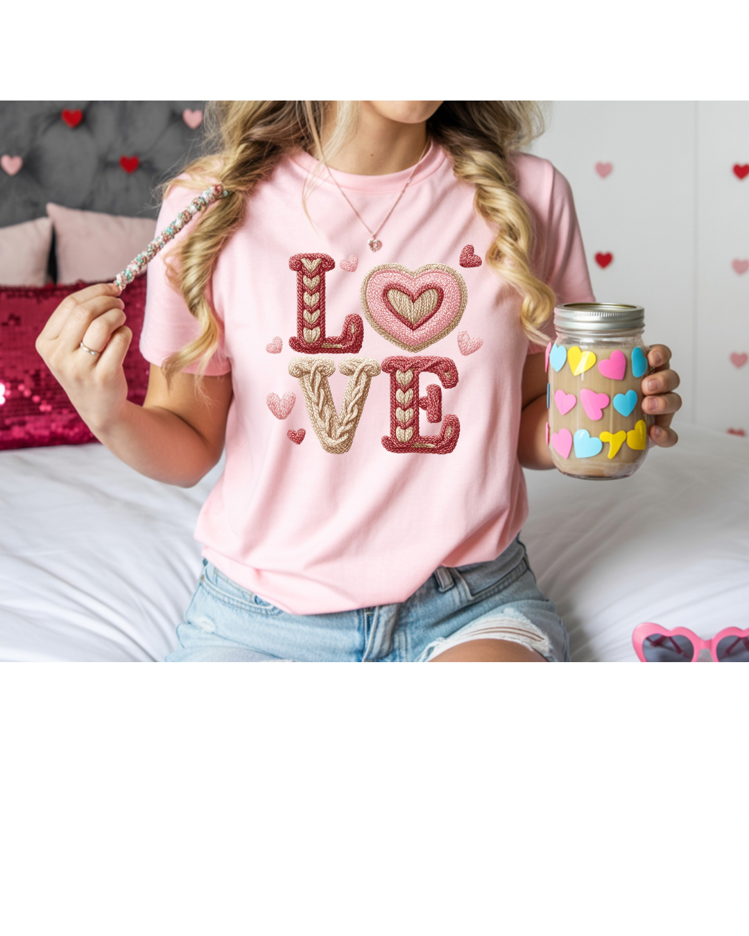Red white and Pink LOVE tshirt