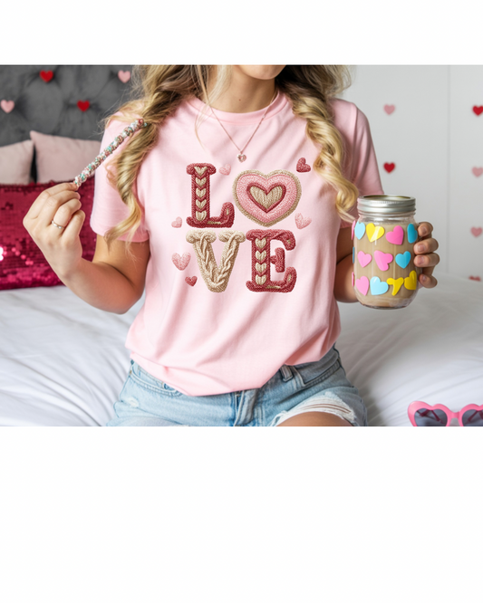 Red white and Pink LOVE tshirt