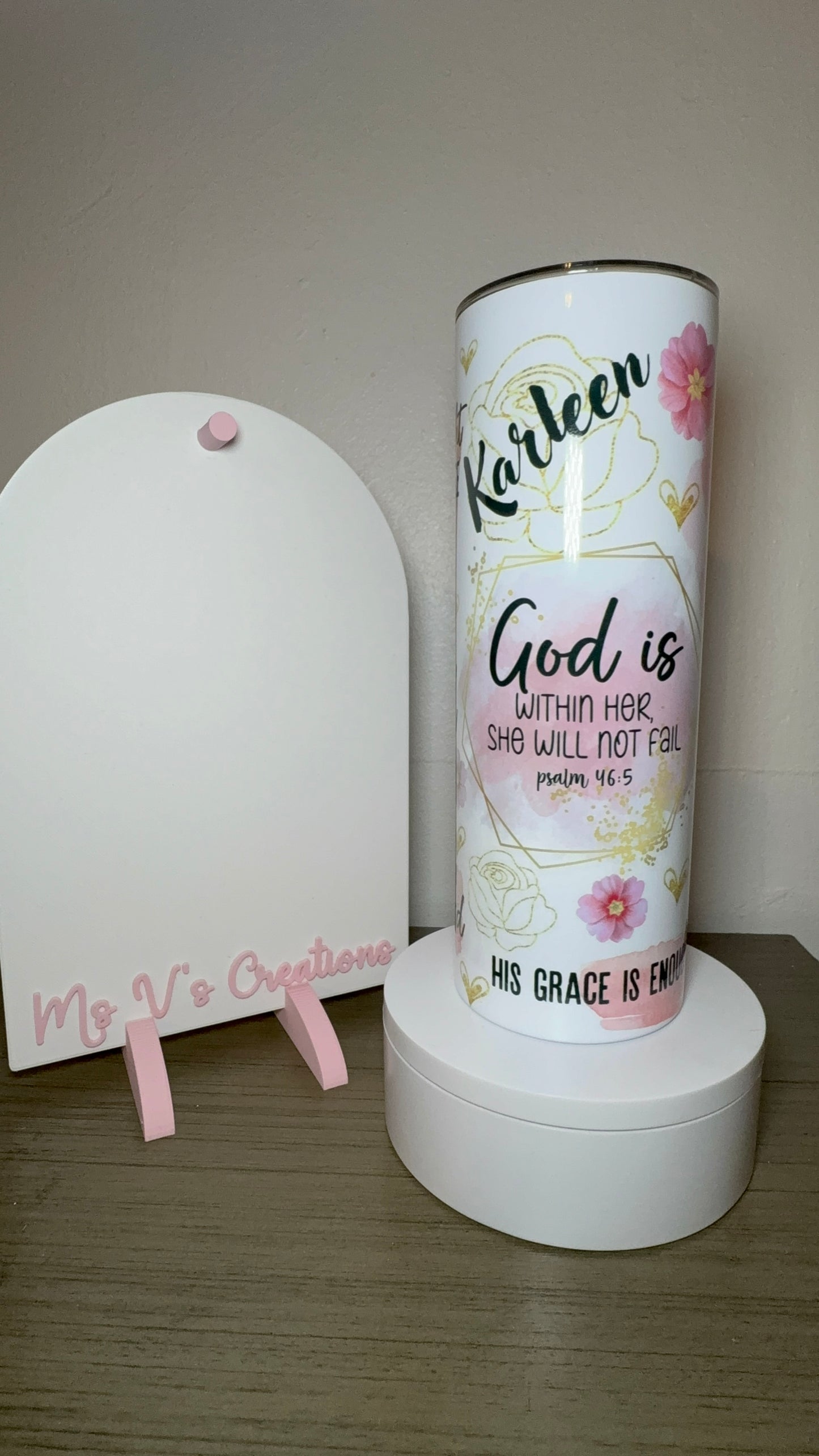 Pink Scripture Tumbler