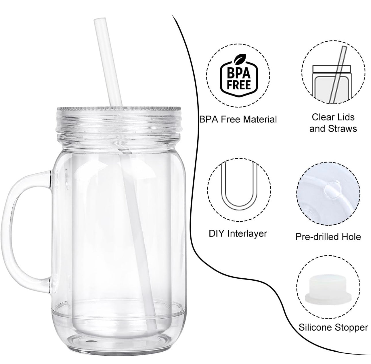 24oz Mason Jug SnowGlobe