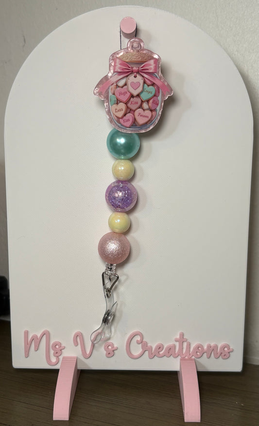 Hugs and kisses Candy Jar Badge Reel