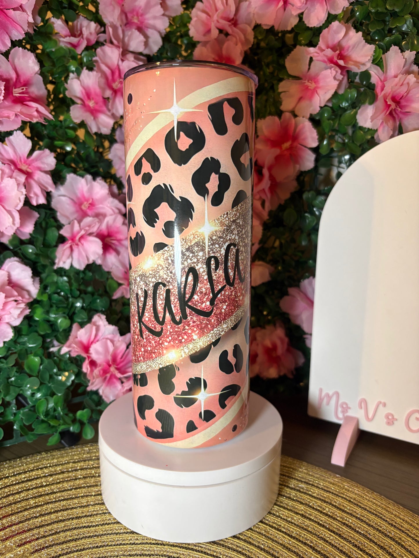 Pink Leopard Personalized 20oz Tumbler