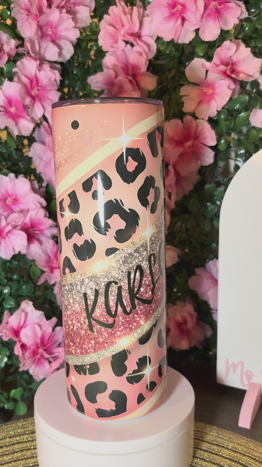 Pink Leopard Personalized 20oz Tumbler
