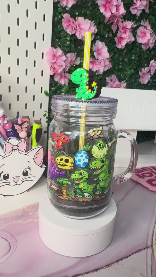 Dino Snow globe 24oz Mason Jag